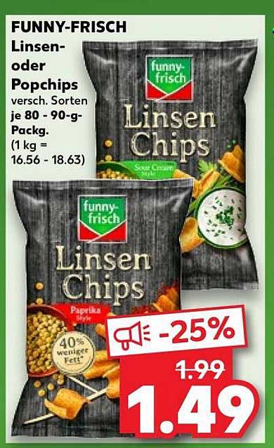 FUNNY-FRISCH Linsen- oder Popchips, verschiedene Sorten (80 - 90 g)