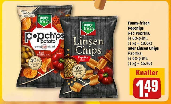 Funny-frisch Popchips Red Paprika oder Linsen Chips Paprika
