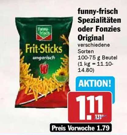 funny-frisch Spezialitäten oder Fonzie Original Frit-Sticks 100-75 g Beutel