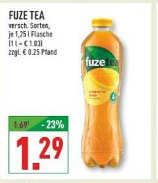 Fuze Tea, verschiedene Sorten, je 1,25 l Flasche