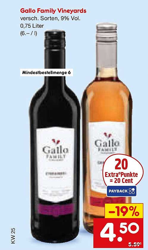 Gallo Family Vineyards - verschiedene Sorten, 0,75 Liter, 9% Vol.