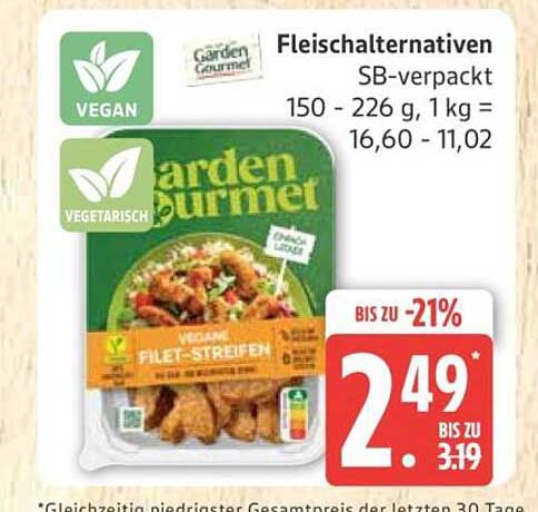 Garden Gourmet Vegane Filet-Streifen - 150-226 g