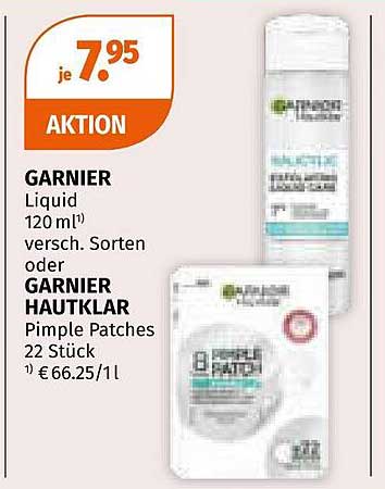 GARNIER Liquid 120 ml oder GARNIER HAUTKLAR Pimple Patches 22 Stück