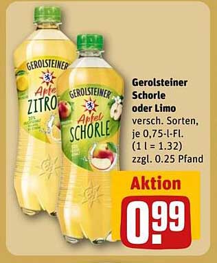 Gerolsteiner Apfel Schorle oder Limo 0,75 l für 0,99 €