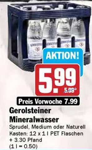 Gerolsteiner Mineralwasser Sprudel, Medium oder Naturell Kasten: 12 x 1 l PET Flaschen