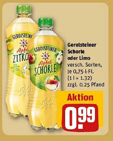 Gerolsteiner Schorle oder Limo 0,75 l Flasche