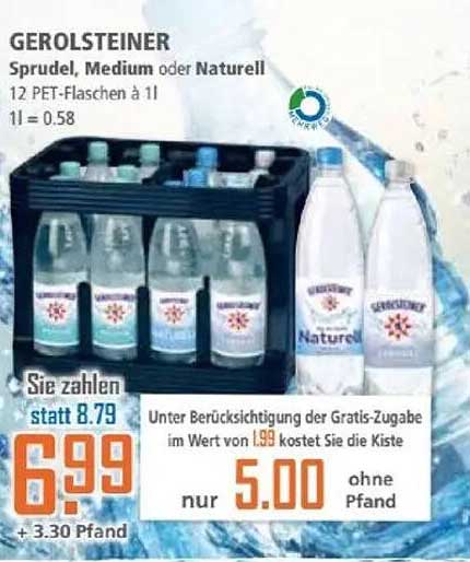GEROLSTEINER Sprudel, Medium oder Naturell - 12 PET-Flaschen à 1l