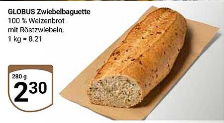 GLOBUS Zwiebelbaguette 100 % Weizenbrot mit Röstzwiebeln