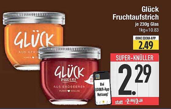 Glück Fruchtaufstrich je 230g Glas