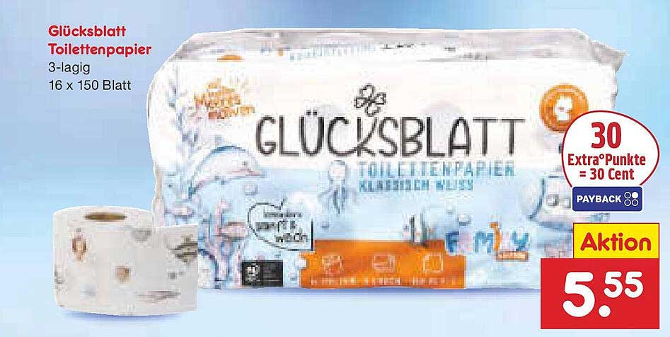 Glücksblatt Toilettenpapier 3-lagig 16 x 150 Blatt