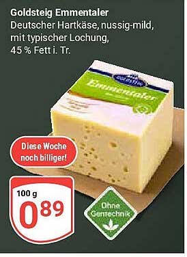 Goldsteig Emmentaler - Deutscher Hartkäse, nussig-mild