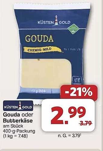 Gouda oder Butterkäse am Stück 400-g-Packung