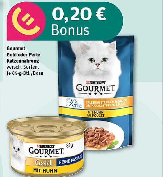 Gourmet Gold oder Perle Katzennahrung, verschiedene Sorten, je 85-g-Btl./Dose