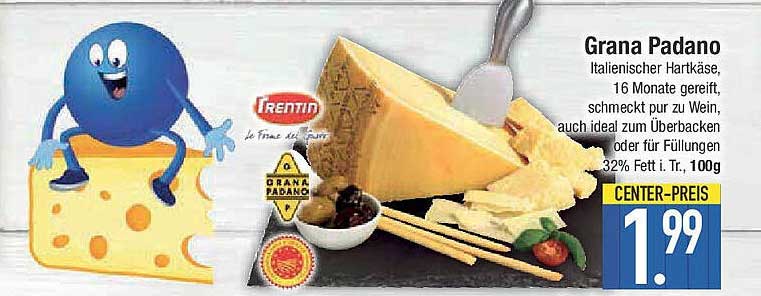 Grana Padano - Italienischer Hartkäse, 16 Monate gereift