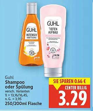 Guhl Shampoo oder Spülung 250/200ml Flasche