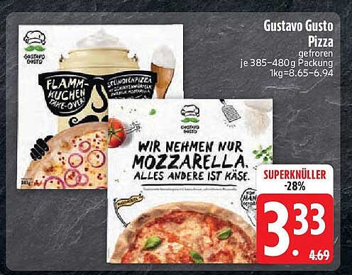 Gustavo Gusto Pizza gefroren 385-480g
