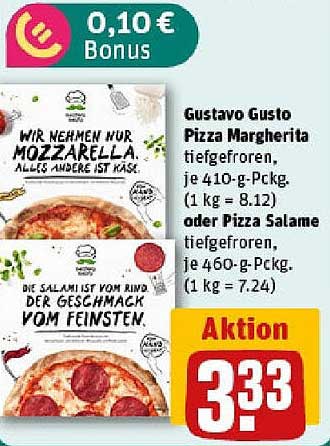 Gustavo Gusto Pizza Margherita oder Pizza Salame Tiefgefroren