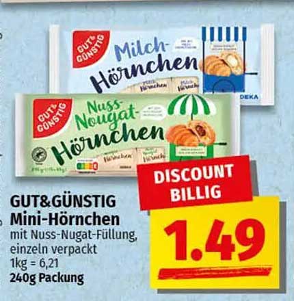 GUT& GÜNSTIG Mini-Hörnchen mit Nuss-Nugat-Füllung