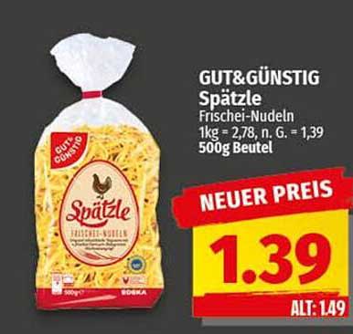 GUT& GÜNSTIG Spätzle 500g Beutel