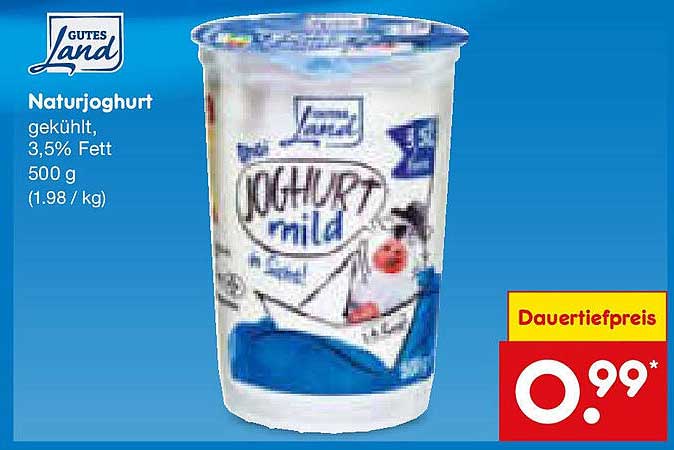 GUTES LAND Naturjoghurt 500 g, 3,5% Fett