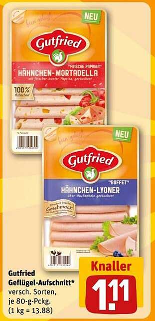 Gutfried Geflügel-Aufschnitt - verschiedene Sorten, je 80-g-Packung