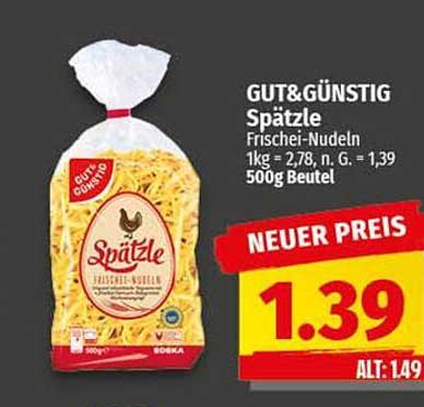 GUT&GLÜNSTIG Spätzle 500g Beutel