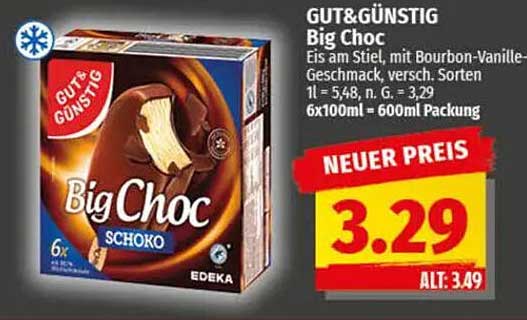 GUT&GÜNSTIG Big Choc - Eis am Stiel mit Bourbon-Vanille-Geschmack