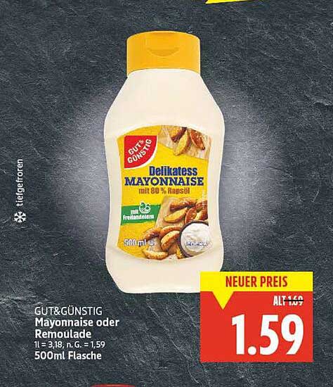 GUT&GÜNSTIG Delikatess Mayonnaise oder Remoulade 500ml Flasche