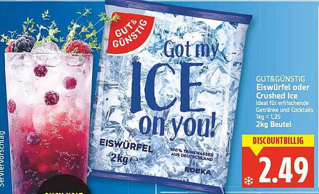 GUT&GÜNSTIG Eiswürfel oder Crushed Ice 2kg
