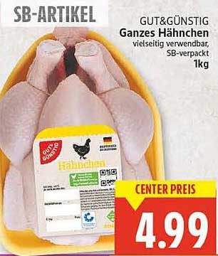 GUT&GÜNSTIG Ganzes Hähnchen 1kg
