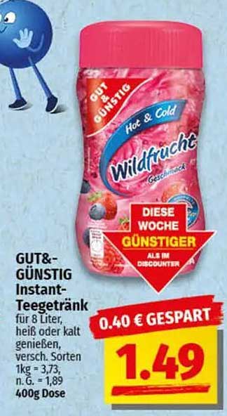 GUT&GÜNSTIG Instant-Teegemisch Wildfrucht Geschmacksrichtung 400g Dose