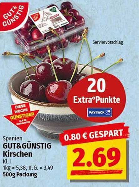 GUT&GÜNSTIG Kirschen 500g Packung