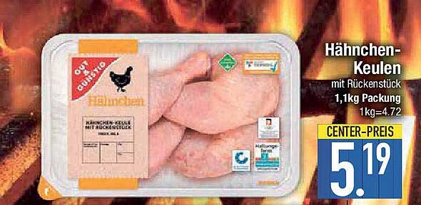 Hähnchen-Keulen mit Rückenstück 1,1kg Packung