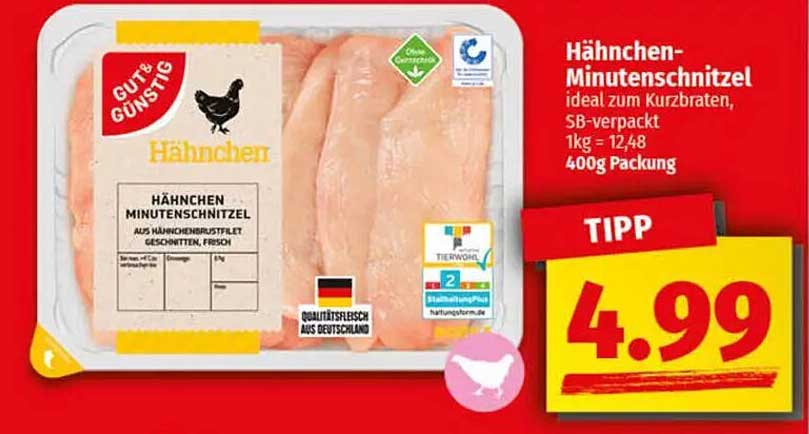 Hähnchen-Minutenschnitzel 400g - ideal zum Kurzbraten