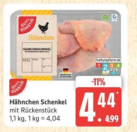 Hähnchen Schenkel mit Rückenstück 1,1 kg