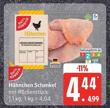 Hähnchen Schenkel mit Rückenstück 1,1 kg