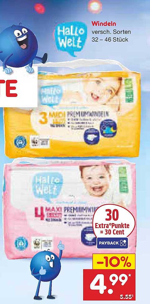 Hallo Welt Babywindeln, verschiedene Sorten, 32 - 46 Stück