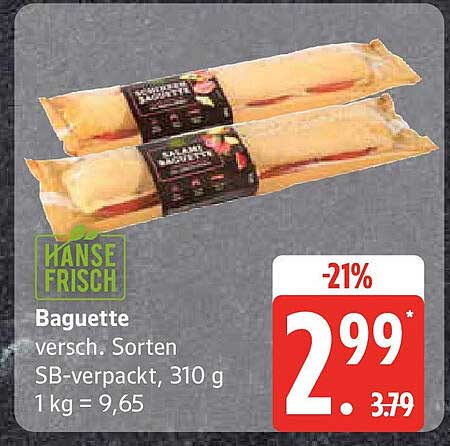 Hanse Frisch Baguette - Verschiedene Sorten, 310 g