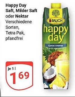 Happy Day Saft, Milde Saft oder Nektar, verschiedene Sorten, Tetra Pak, pfandfrei
