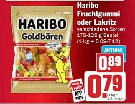 Haribo Fruchtgummi oder Lakritz 175-125 g Beutel
