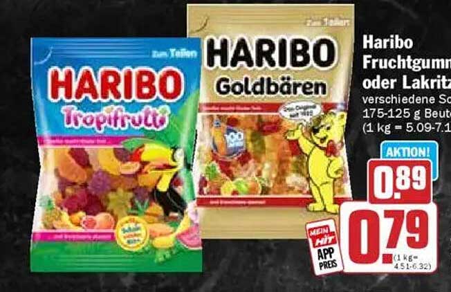 Haribo Fruchtgummi oder Lakritz - 175-125 g Beutel