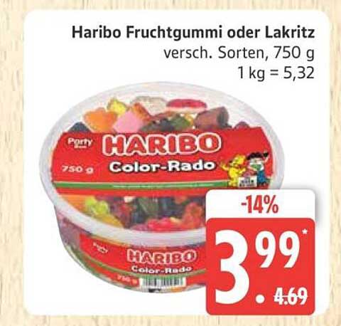 Haribo Fruchtgummi oder Lakritz, 750 g