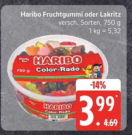 Haribo Fruchtgummi oder Lakritz, 750 g