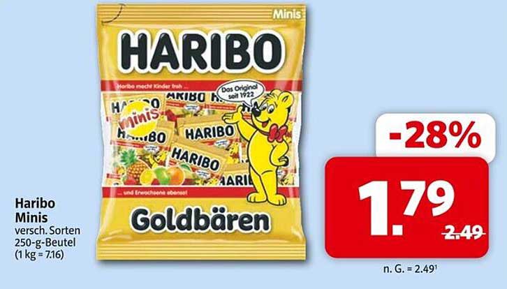 Haribo Minis Goldbären 250 g Beutel