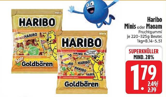 Haribo Minis oder Maoam Fruchtgummi 220–325g