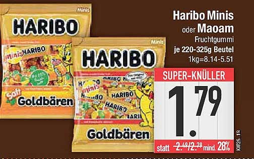 Haribo Minis oder Maoam Fruchtgummi 220-325g Beutel