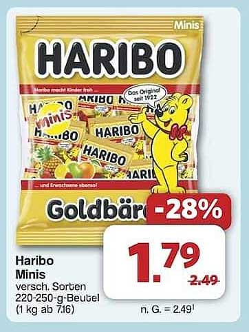 Haribo Minis - verschiedene Sorten 220-250 g Beutel