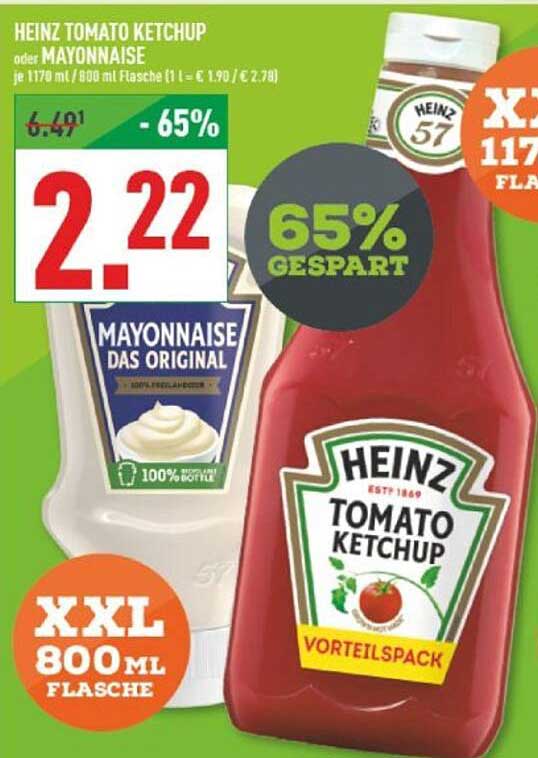 Heinz Tomato Ketchup oder Mayonnaise XXL 800 ml Flasche