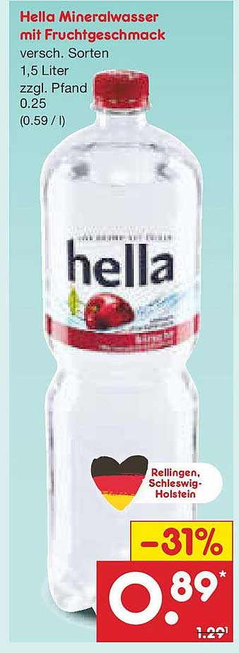 Hella Mineralwasser mit Fruchtgeschmack, 1,5 Liter