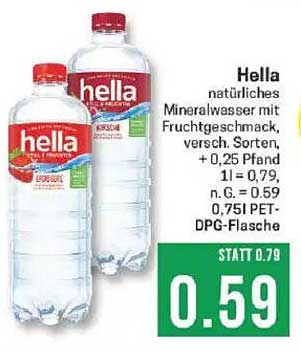 Hella natürliches Mineralwasser mit Fruchtgeschmack, verschiedene Sorten